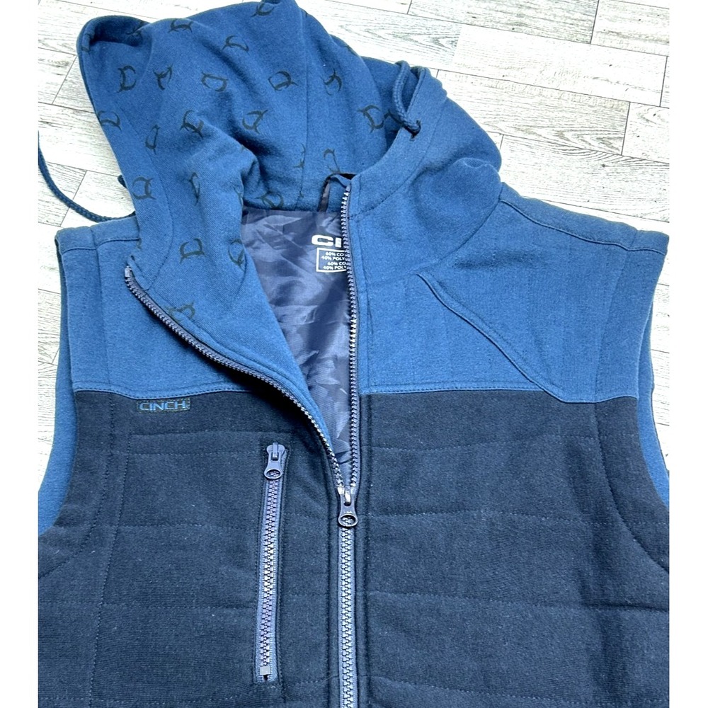 Cinch Vest Mens XS Blue Jacket Hooded Sleeveless‎ Full Zip Hoodie XSMALL